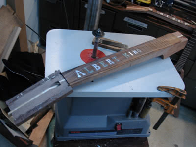 Guitar neck being laid up