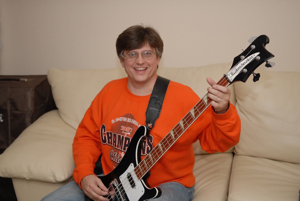 Ted with his bass guitar
